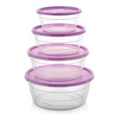 SET 4 BOITES CONSERVATION ALIMENTAIRE 300ML/700ML/1100ML/1750 ML MIX ROSE/BLANC/BLEU