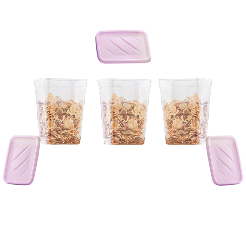 SET 3 BOITES CONSERVATION ALIMENTAIRE 800 ML MIX ROSE/BLANC/BLEU