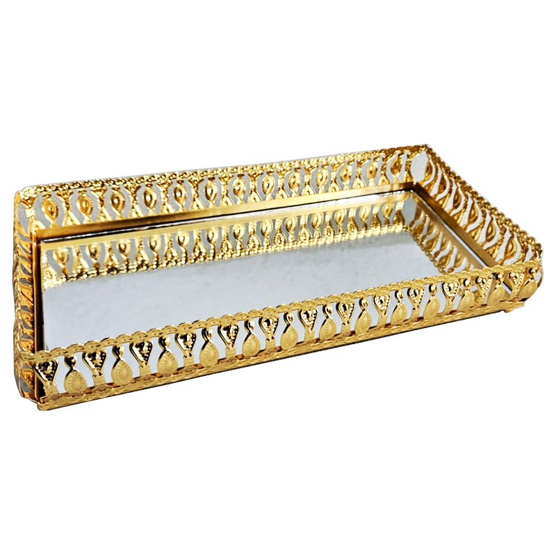 PLATEAU DECO METAL 26X13 CM MODELE OR