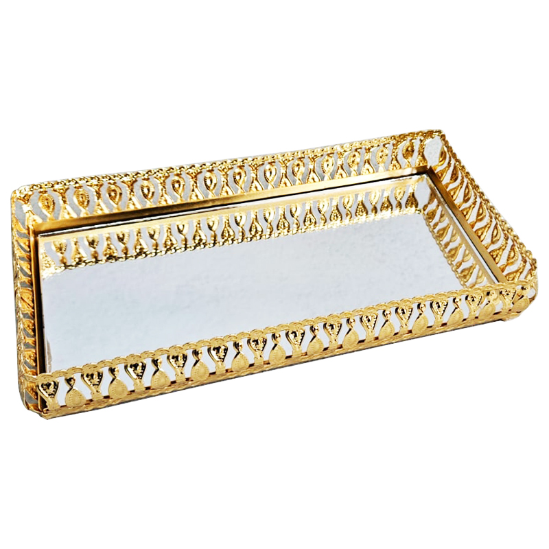 PLATEAU DECO METAL 26X13 CM MODELE OR