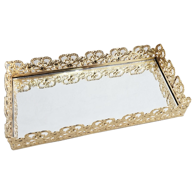 PLATEAU DECO METAL 26X13 CM MODELE OR