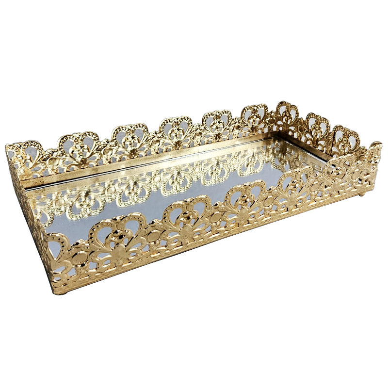 PLATEAU DECO METAL 26X13 CM MODELE OR