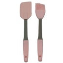 Set 2 pièces spatule + brosse silicone 24 cm mix couleur Bleu / Rose / Vert / Violet