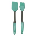 Set 2 pièces spatule + brosse silicone 24 cm mix couleur Bleu / Rose / Vert / Violet