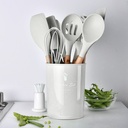Set 12 pièces ustensiles de cuisine Bois &amp; Silicone mix couleur Noir / Gris / Blanc / Vert