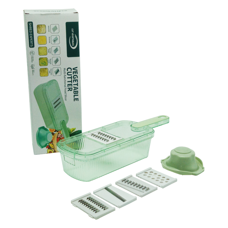 Coupe Légumes Multi-fonctions, lame inox, 35x12x8 cm couleur Vert