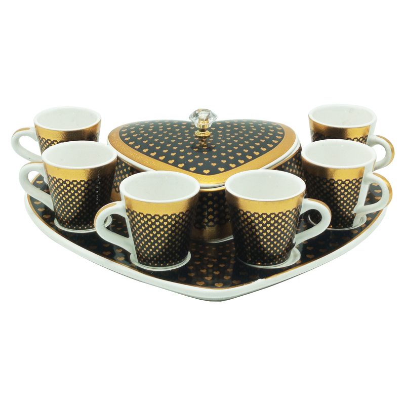 Set 8 pièces en céramique 34x25 cm mix couleur Noir / Blanc