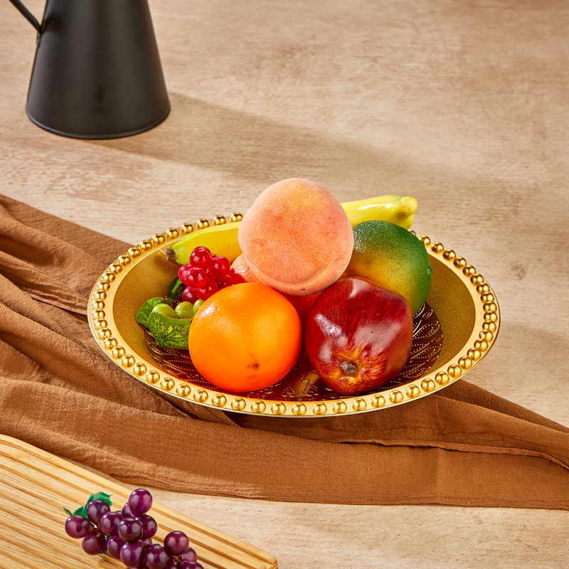 PLATEAU DECO FRUIT PLASTIQUE 30 CM MODELE OR