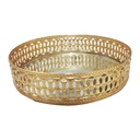 PLATEAU DECO METAL ROND 20 CM MODELE OR