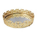 PLATEAU DECO METAL ROND 20 CM MODELE OR