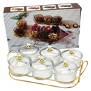 Service 6 bols en verre avec couvercle support metal en or 28x18,5 Cm