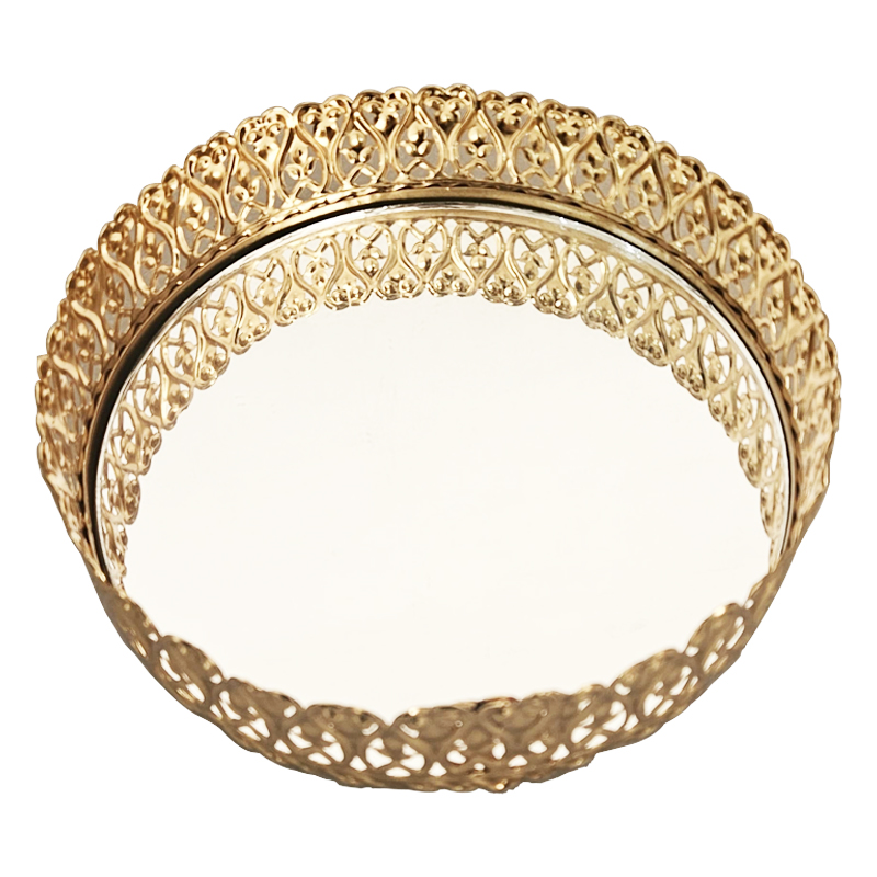 PLATEAU DECO METAL ROND 20 CM MODELE OR