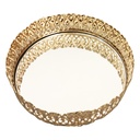 PLATEAU DECO METAL ROND 20 CM MODELE OR