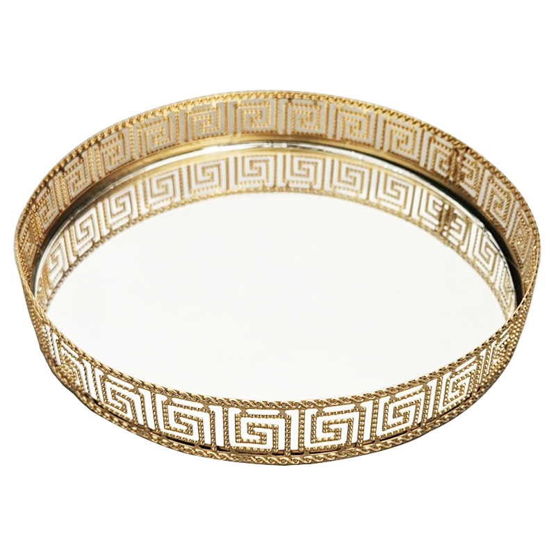 PLATEAU DECO METAL ROND 20 CM MODELE OR