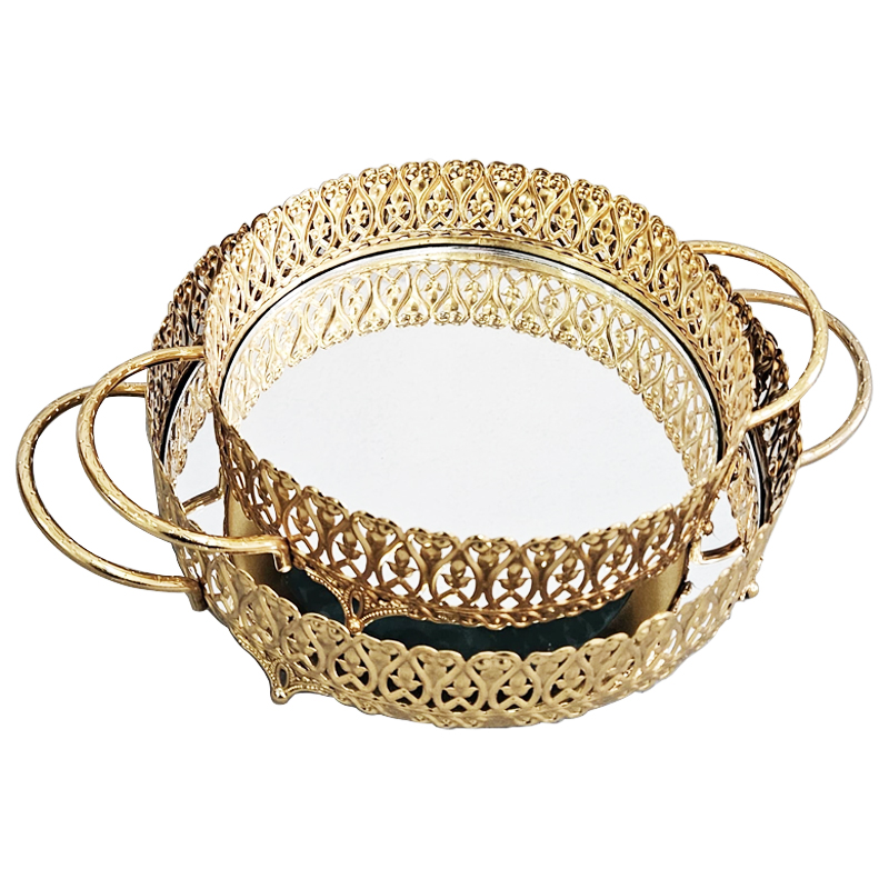 SET 2 PLATEAUX DECO METAL 20 CM &amp; 25 CM