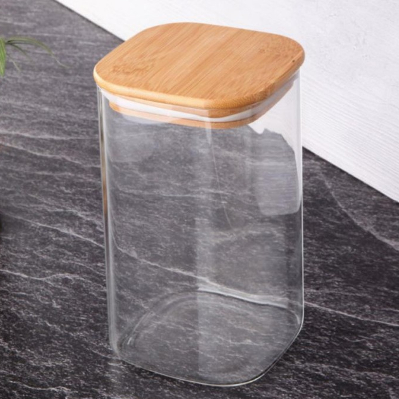 POT VERRE BOROSILICATE COUVERCLE BAMBOO 18X10 CM