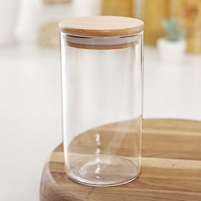 POT VERRE BOROSILICATE COUVERCLE BAMBOO 28X10 CM