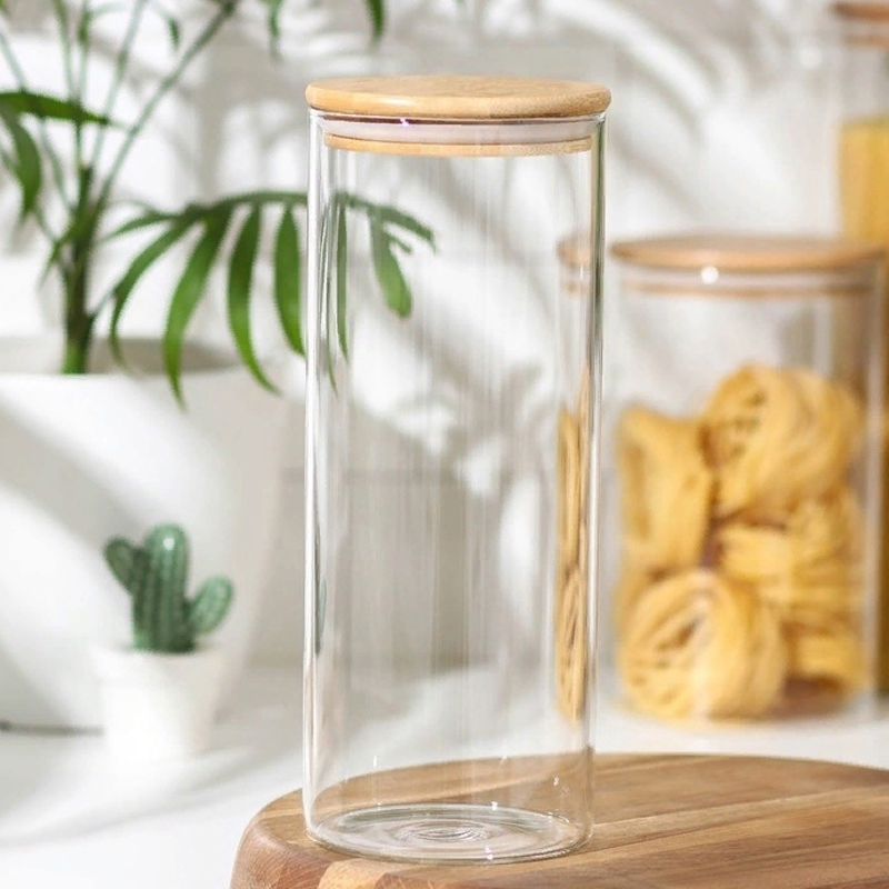 POT VERRE BOROSILICATE COUVERCLE BAMBOO 25X10 CM