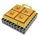 Set Déco 4 compartiments 28x28 cm modèle or matière plastique
