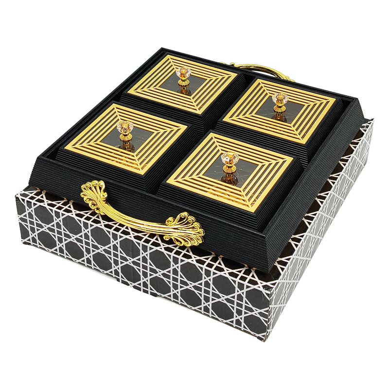 Set Déco 4 compartiments 28x28 cm modèle noir matière plastique