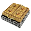 Set Déco 4 compartiments 28x28 cm modèle or matière plastique