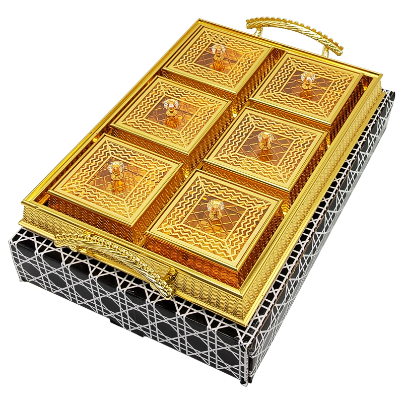 Set Déco 6 compartiments 41x27 cm modèle or matière plastique