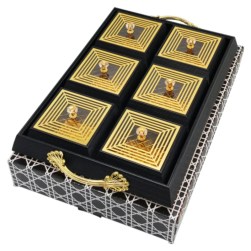 Set Déco 6 compartiments 41x27 cm modèle noir matière plastique