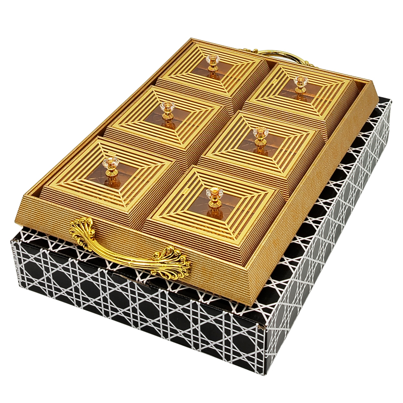 Set Déco 6 compartiments 41x27 cm modèle or matière plastique
