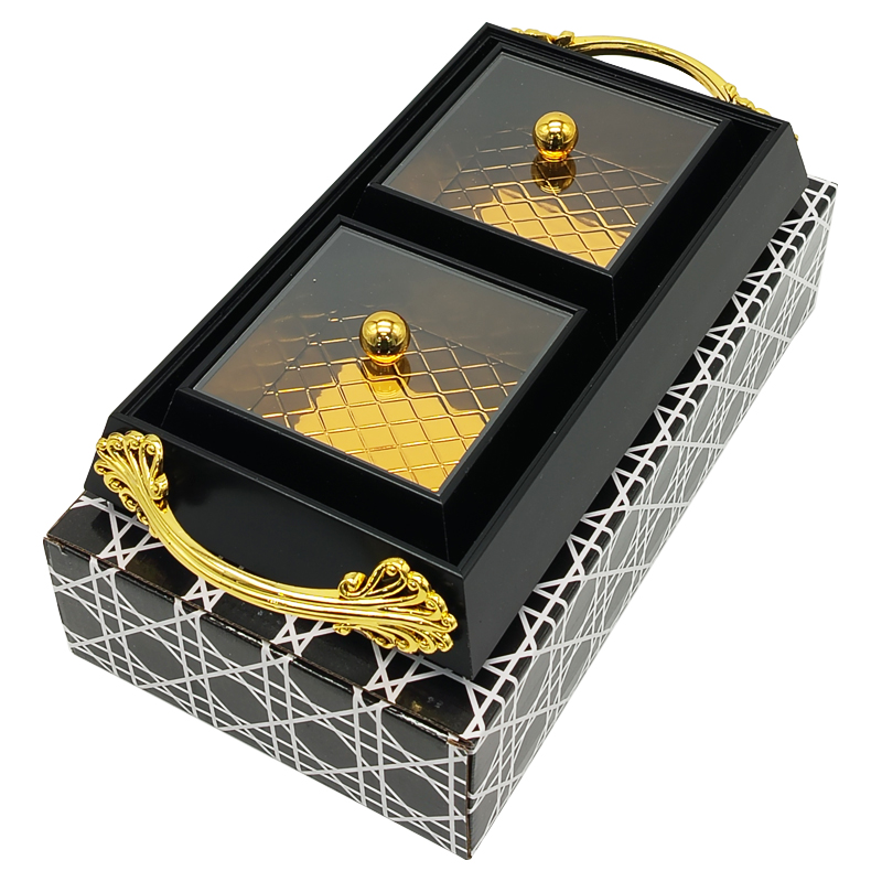 Set Déco 2 compartiments 27x15 cm modèle noir matière plastique