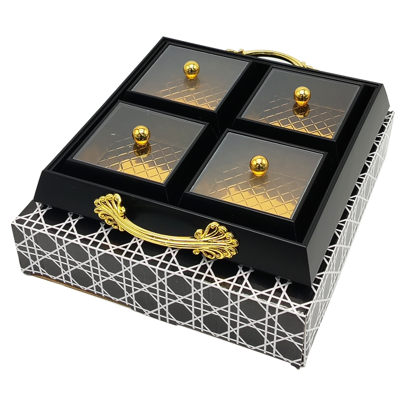 Set Déco 4 compartiments 28x28 cm modèle noir matière plastique
