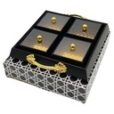 Set Déco 4 compartiments 28x28 cm modèle noir matière plastique