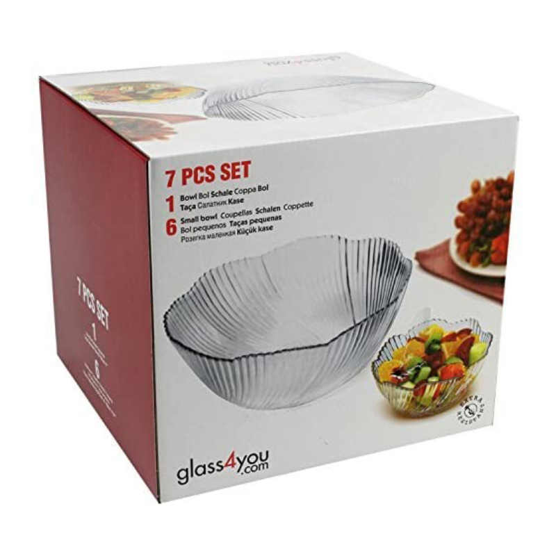 SET SALADIER + 6 BOLS VERRE (1X23 CM + 6X13 CM)