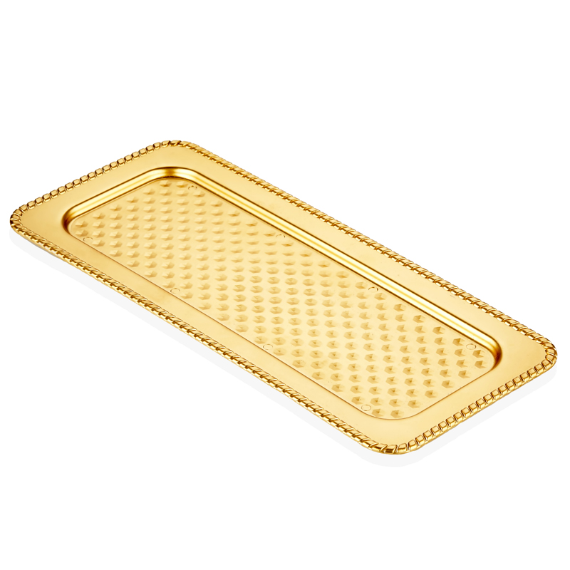 PLATEAU DECO PLASTIQUE MODELE OR 39X17 CM