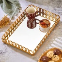 PLATEAU DECO PLASTIQUE ET MIRROIR 40X27 CM MODELE OR