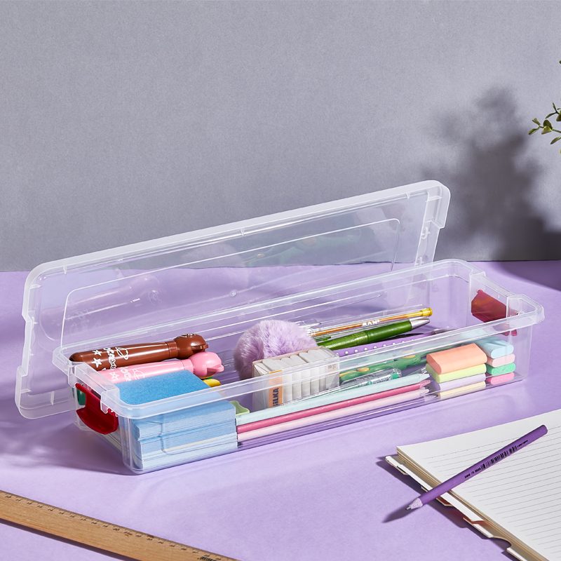 BOITE ALIMENTAIRE PLASTIQUE LONG FORMAT 2.3 LITRES (37x14.5x6.5 cm) TRANSPARENT