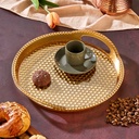 PLATEAU DECO PLASTIQUE ROND 30 CM MODELE OR