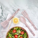 SET 3 PIECES SERVICE CUILLERE/FOURCHETTE/SPATULE 24 CM MIX NOIR/ROUGE/ROSE/CREME/JAUNE