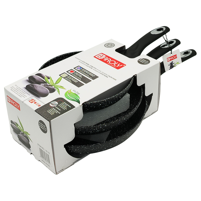 SET 3 POELES 28 / 24 / 20 CM COULEUR NOIR