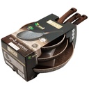 SET 3 POELES 28 / 24 / 20 CM COULEURS MIX NOIR / MARRON
