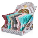 SET 3 PIECES SERVICE CUILLERE/FOURCHETTE/SPATULE 24 CM MIX NOIR/ROUGE/ROSE/CREME/JAUNE