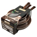 SET 3 POELES 28 / 24 / 20 CM COULEURS MIX NOIR / MARRON
