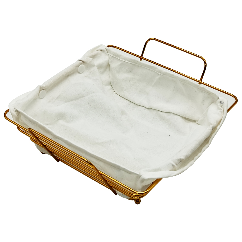 PANIER A PAIN METAL COULEUR OR 23X23X7 CM