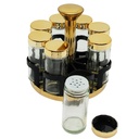 SET 8 POT EPICE VERRE AVEC SUPPORT 17X17 CM COULEUR NOIR-OR