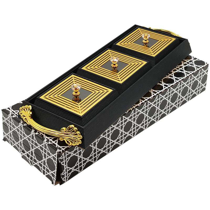 Set Déco 3 compartiments 41x15 cm modèle or matière plastique