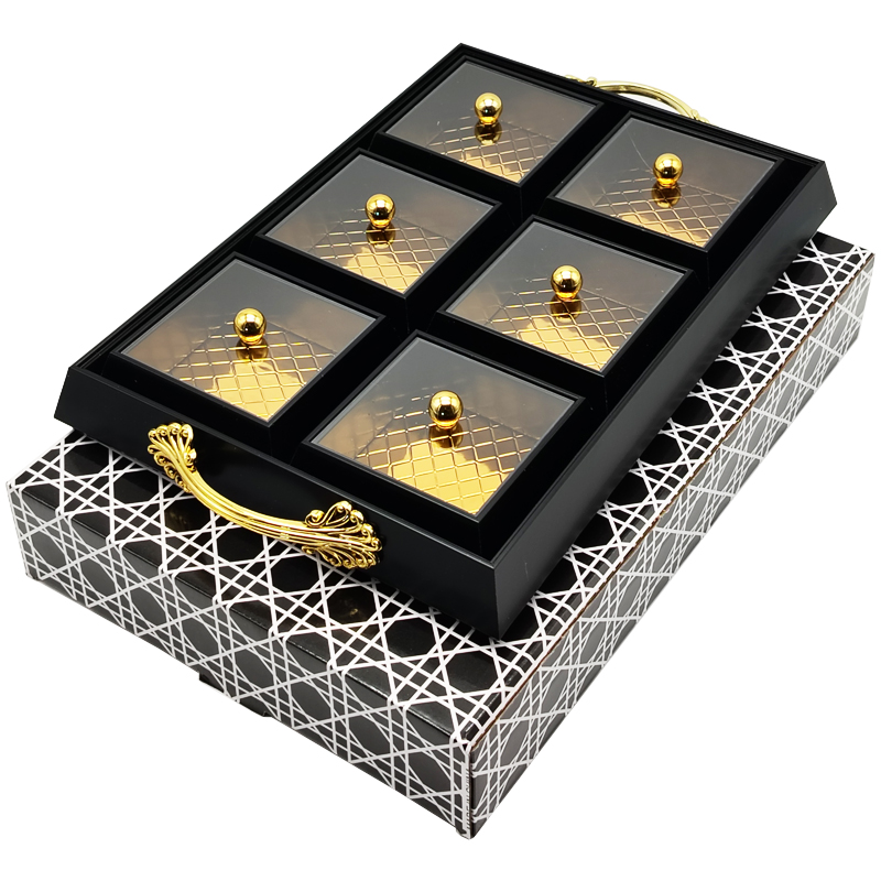Set Déco 6 compartiments 41x28 cm modèle or matière plastique