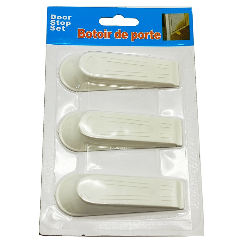 SET 3 STOP PORTES 9 CM PLASTIQUE BLANC