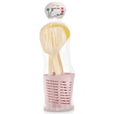 SET 5 PIECES (2 CUILLERES + 1 SPATULE + 1 LOUCHE + 1 BASE) MIX ROUGE/GRIS/CREME/OR