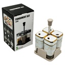 SET POTS A EPICES 4 PIECES + SUPPORT 18X10 CM COULEUR MIX NOIR / BLANC
