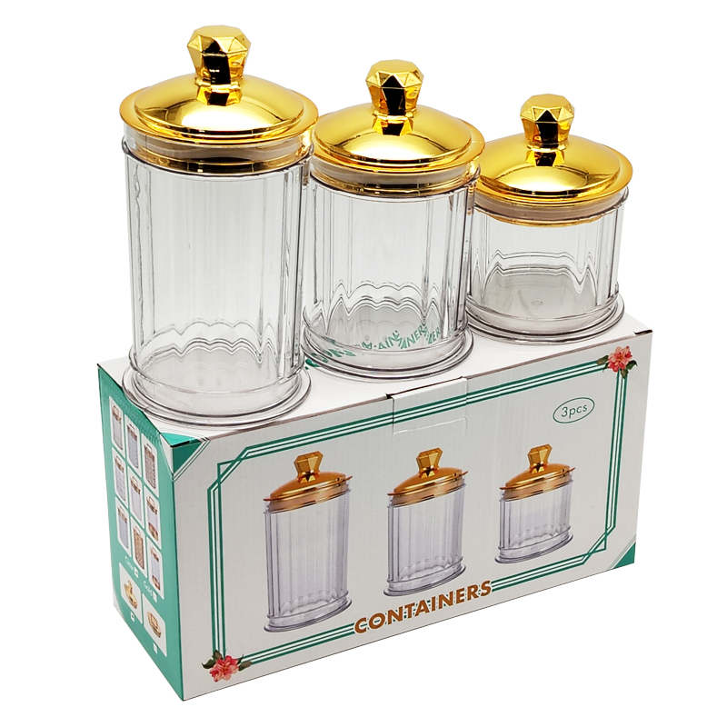SET 3 PIECES POT EN PLASTIQUE DECORATIF 16.5X10 / 13X10 / 9X10 CM MODELE OR