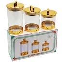 SET 3 PIECES POT EN PLASTIQUE DECORATIF 16.5X10 / 13X10 / 9X10 CM MODELE OR